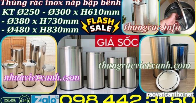 Thùng rác inox nắp bập bênh dạng tròn