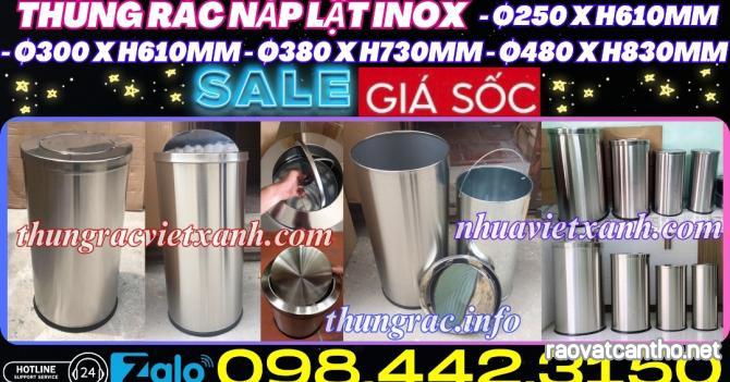 Thùng rác inox nắp bập bênh dạng tròn