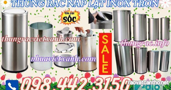 Thùng rác inox nắp bập bênh dạng tròn