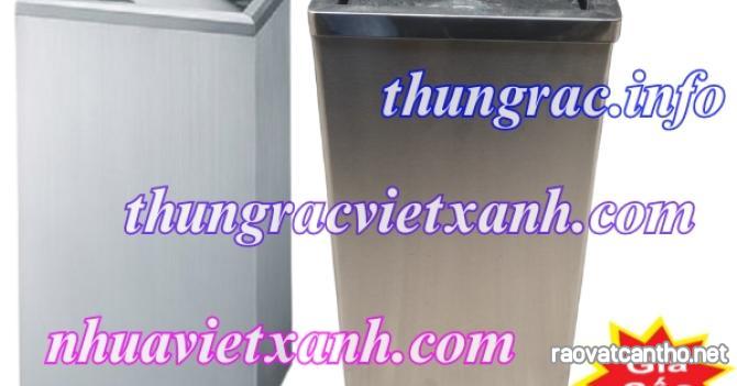 Thùng rác inox nắp lật chữ nhật kích thước 300x240x610mm