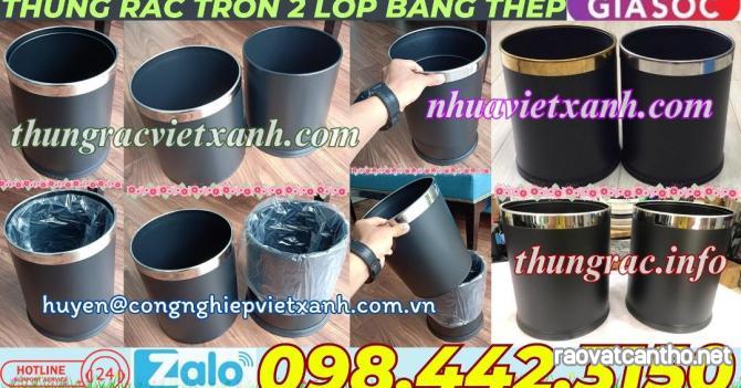 Thùng rác khách sạn 2 lớp bằng thép - không nắp