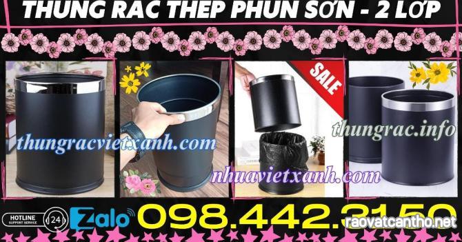 Thùng rác khách sạn 2 lớp bằng thép - không nắp