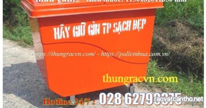 Thùng rác nhựa composite 480 lít 3 bánh đặc