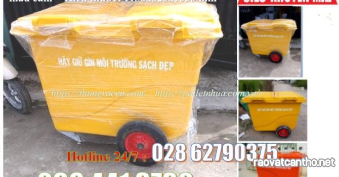 Thùng rác nhựa composite 480 lít 3 bánh đặc