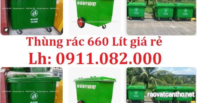 Thùng rác nhựa giá tốt- lh 0911082000- thùng rác 120l 240 nắp kín màu xanh