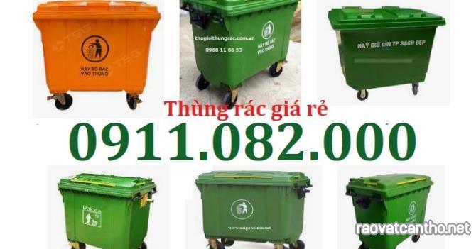 Thùng rác nhựa giá tốt- thùng rác 120l 240l 660l màu xanh, cam giá rẻ tại miền tây- lh 0911082000