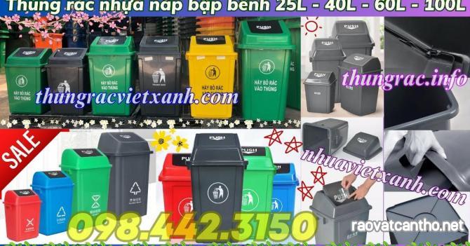 Thùng rác nhựa nắp lật dung tích 25L - 40L - 60L - 100L