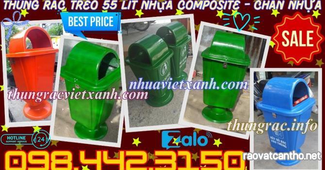 Thùng rác treo đơn chân nhựa 55 lít nhựa composite