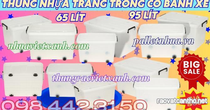 Thùng vuông đa năng có bánh xe có nắp dung tích 30 lít đến 220 lít