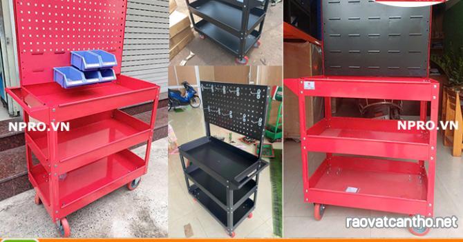 Xe đẩy 3 ngăn kế hơp bảng treo khay
