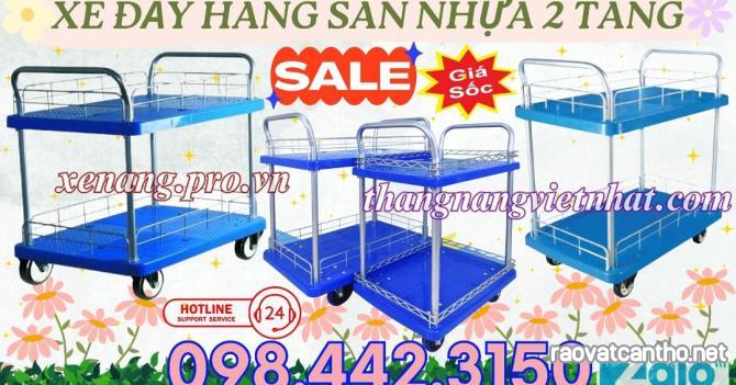 Xe đẩy hàng 2 tầng sàn nhựa 300kg