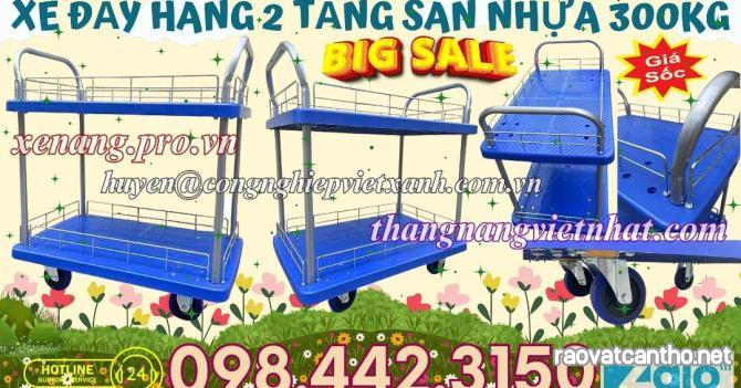 Xe đẩy hàng 2 tầng sàn nhựa 300kg