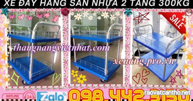 Xe đẩy hàng 2 tầng sàn nhựa 300kg