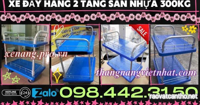 Xe đẩy hàng 2 tầng sàn nhựa 300kg