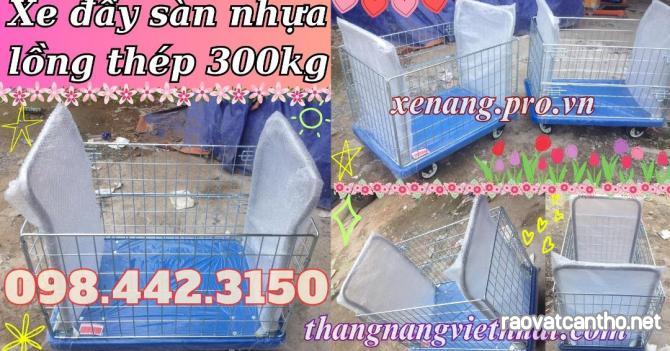 Xe đẩy hàng có lồng thép sàn nhựa 300kg