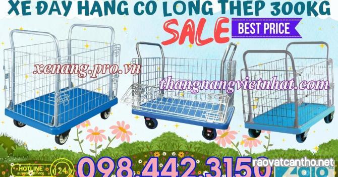 Xe đẩy hàng có lồng thép sàn nhựa 300kg