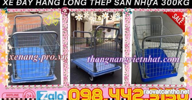 Xe đẩy hàng có lồng thép sàn nhựa 300kg