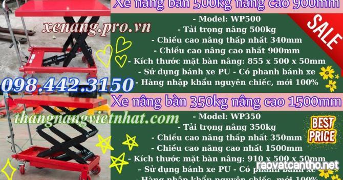 Xe nâng mặt bàn 350kg nâng cao 1.5 mét và 500kg nâng cao 900mm