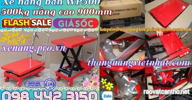 Xe nâng mặt bàn WP500 tải 500kg nâng cao 900mm