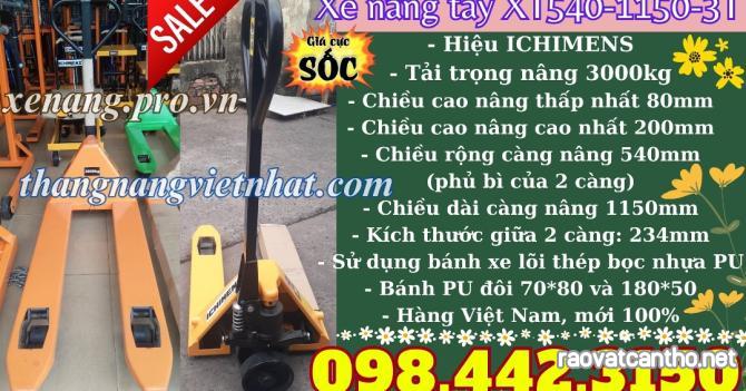 Xe nâng tay 3 tấn càng hẹp XT540-1150-3T ICHIMENS