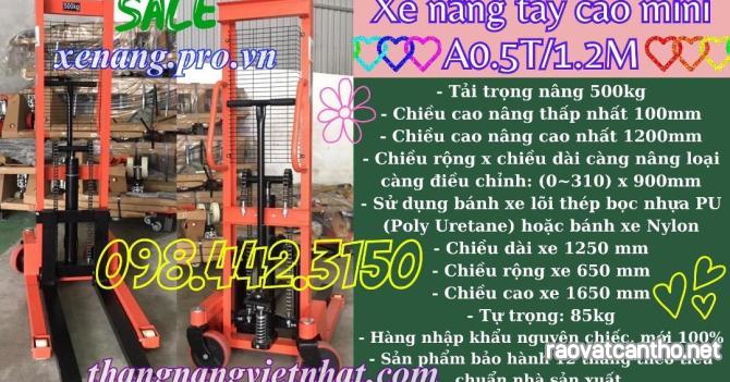 Xe nâng tay cao 500kg nâng cao 1200mm - xả kho giá sốc