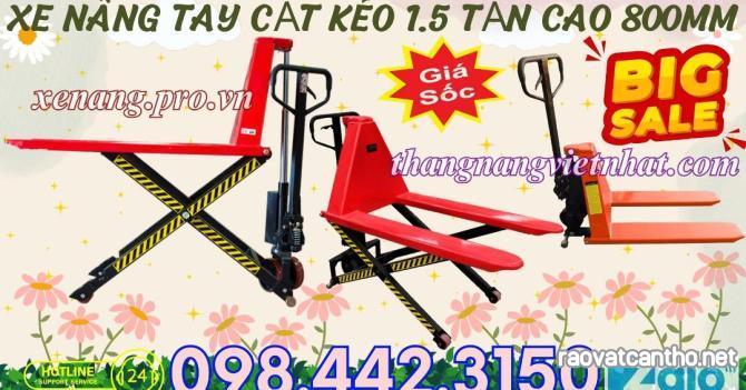 Xe nâng tay cắt kéo 1.5 tấn nâng cao 800mm - xả kho giá cực sốc call/zalo 0984423150 Huyền