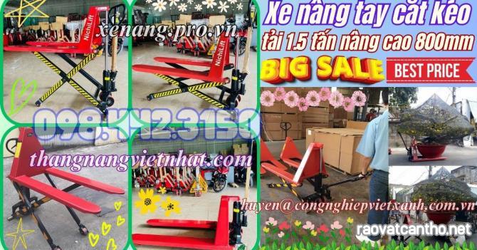 Xe nâng tay cắt kéo 1.5 tấn nâng cao 800mm - xả kho giá sốc