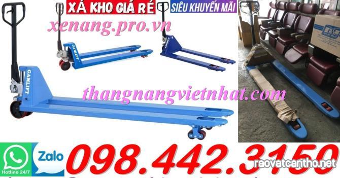 Xe nâng tay siêu dài 2 mét càng hẹp 550x2000mm tải nâng 2 tấn