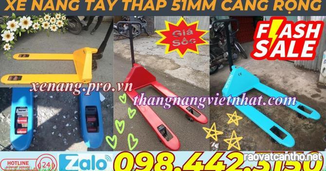 Xe nâng tay siêu thấp 51mm - 2000kg - càng rộng 685x1220mm