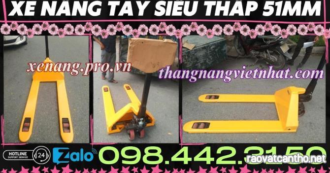 Xe nâng tay siêu thấp 51mm - 2000kg - càng rộng 685x1220mm