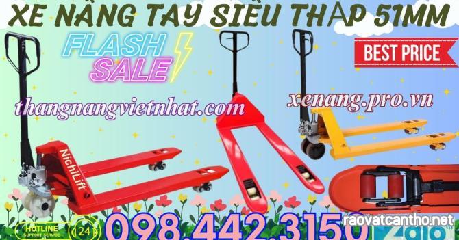 Xe nâng tay siêu thấp 51mm - 2000kg - càng rộng 685x1220mm