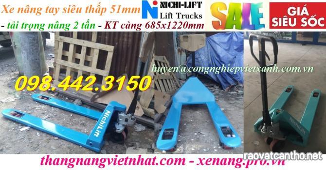 Xe nâng tay siêu thấp 51mm càng rộng - 2 tấn xả kho giá sốc call 0984423150 Huyền