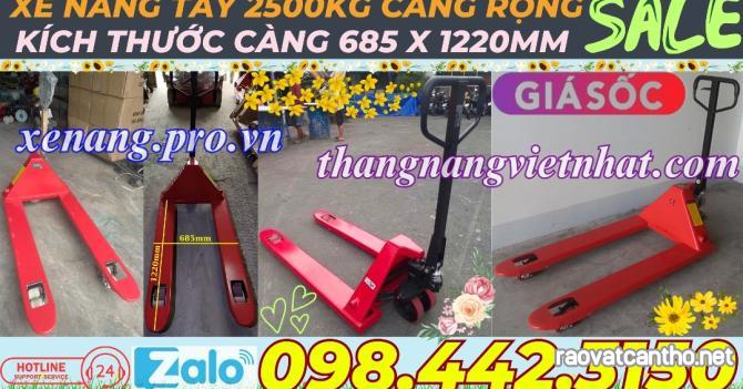 Xe nâng tay thấp 2.5 tấn càng rộng giá sốc