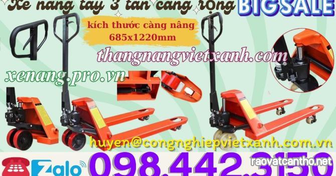 Xe nâng tay thấp 3 tấn càng rộng 685x1220mm