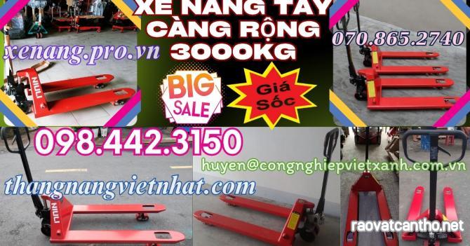 Xe nâng tay thấp 3 tấn càng rộng giá sốc