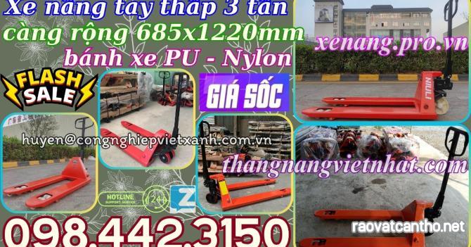 Xe nâng tay thấp 3 tấn càng rộng giá sốc